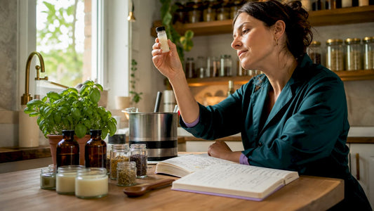Scientist examining natural deodorant ingredients